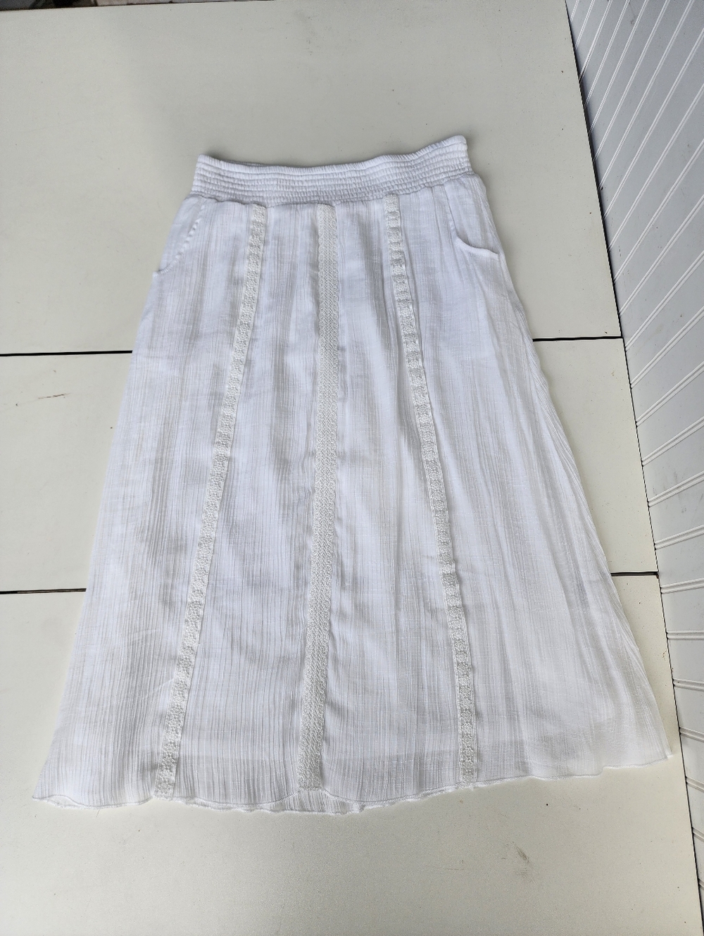 Kings Road Woman White Midi Skirt Beach Rayon Polyester Blend Size XL